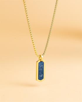 Preview: Halskette aus vergoldetem Edelstahl mit einem Lapislazuli-Stein - Roma Gold Blue